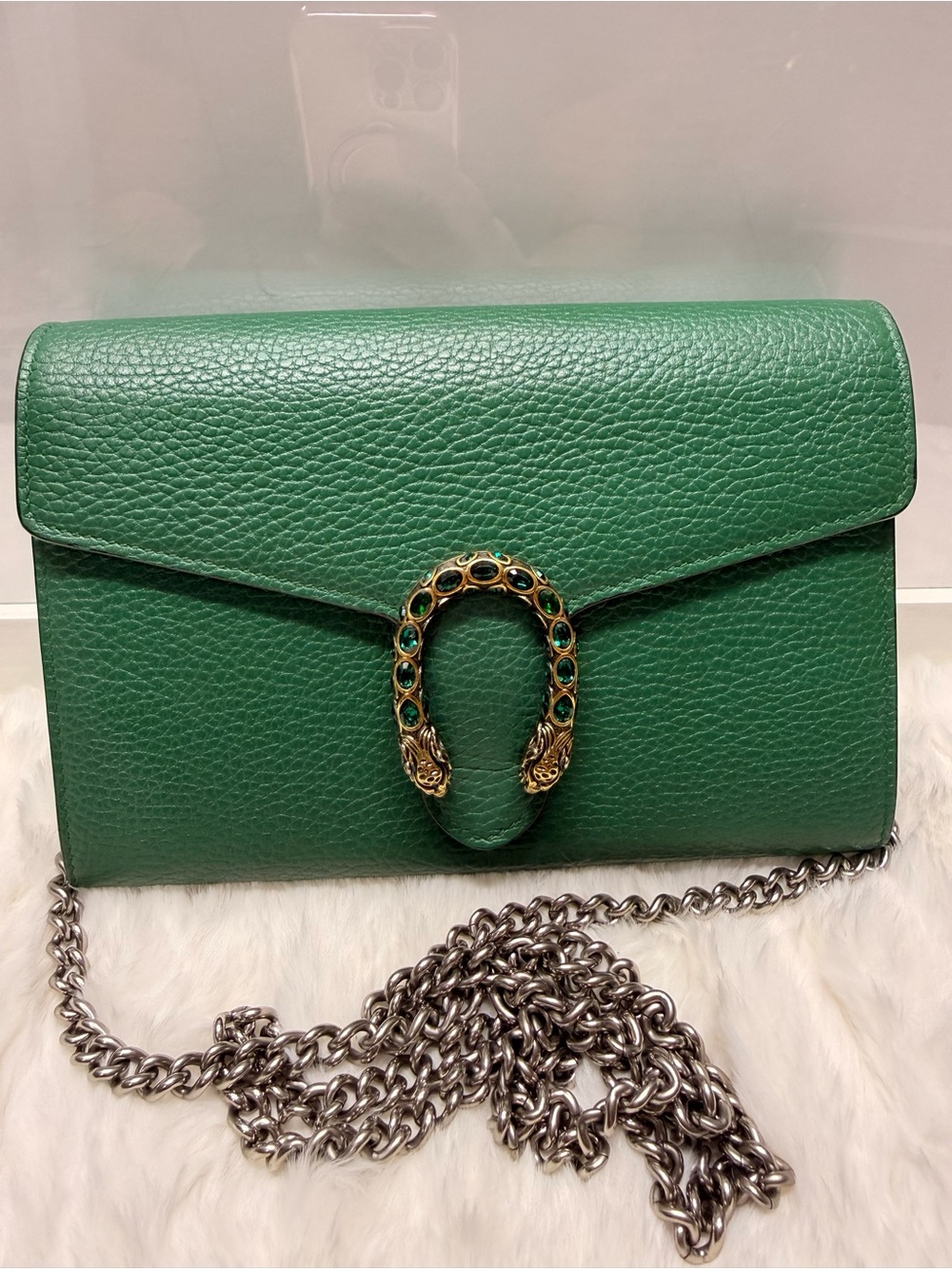 GUCCI-401231 2067 Green Dionysus Shoulder Bag